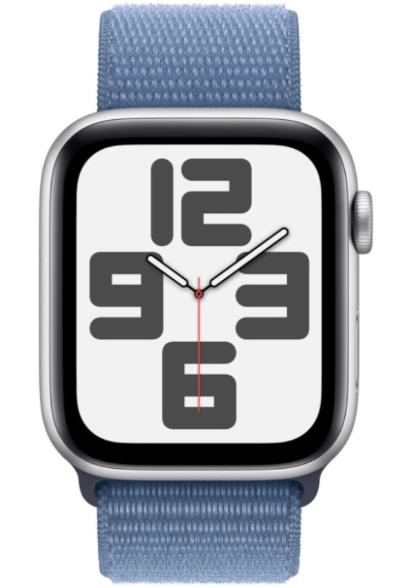 Часы Apple Watch SE 2023 GPS 44mm Aluminium Case with Sport Loop, Silver/Winter Blue