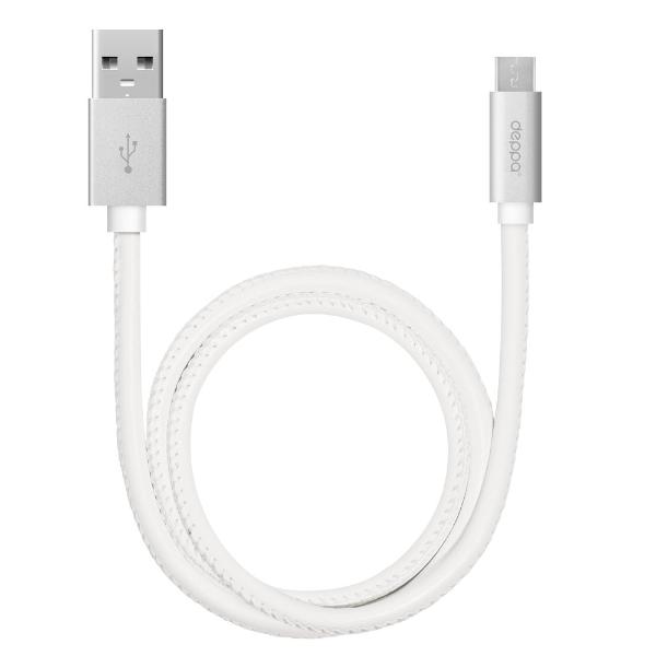 Дата кабель Deppa USB micro USB, 72269, 1.2м, алюминий/экокожа, бел