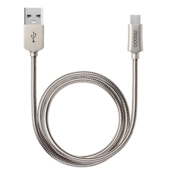 Дата кабель Deppa USB micro USB, 1.2м, 72273, алюминий/сталь
