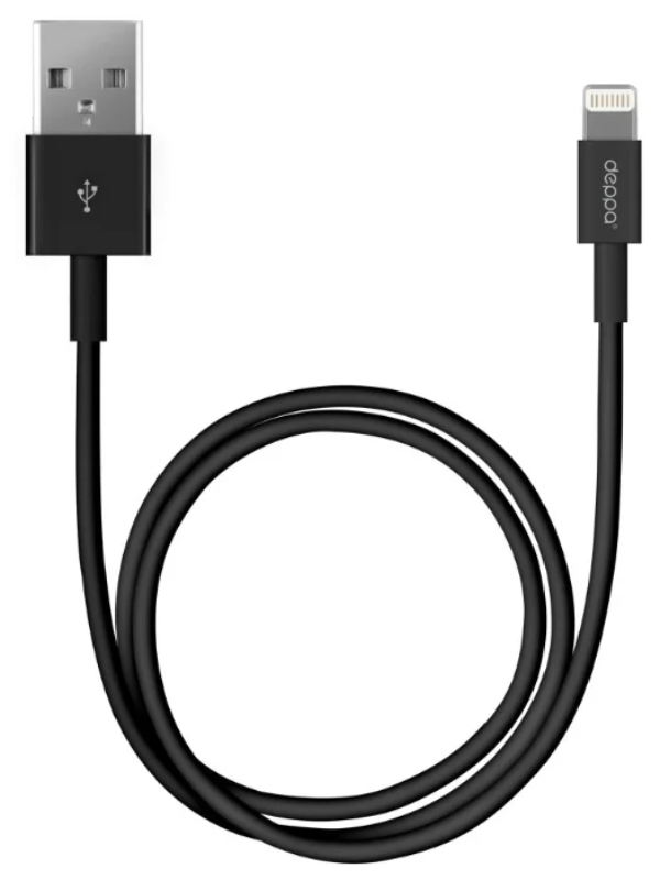 USB кабель Deppa Iphone 5 MFI алюм/экокожа, 1.2м, 72266, черн