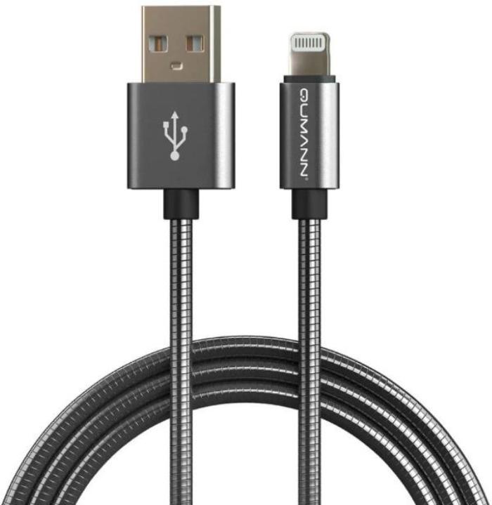 USB кабель Qumann micro USB метал оплетка, черный 20100