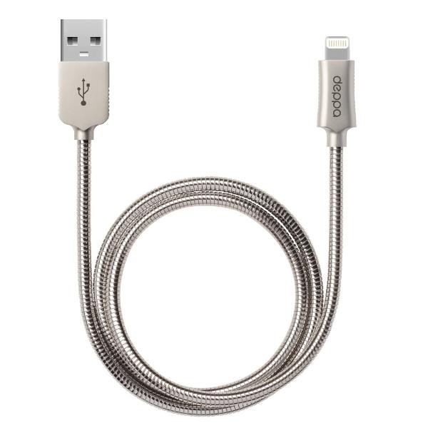 USB кабель Deppa Iphone 5 MFI, 1.2м, 72272, алюминий/сталь